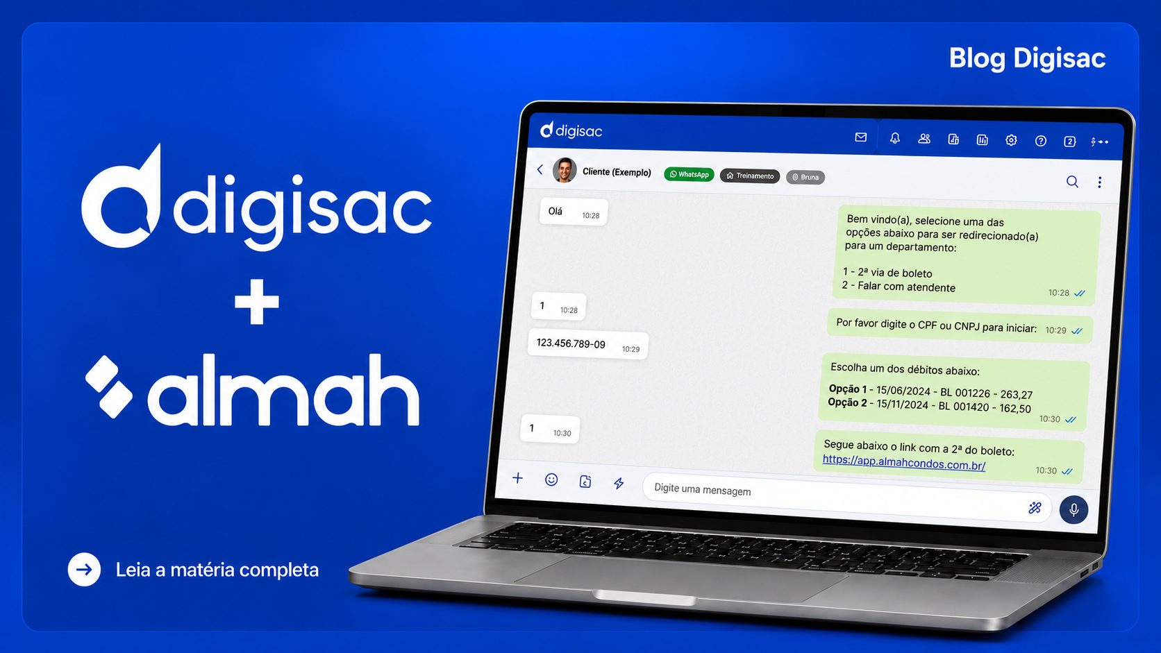 Integração Digisac e Almah: automatize a segunda via de boletos no atendimento
