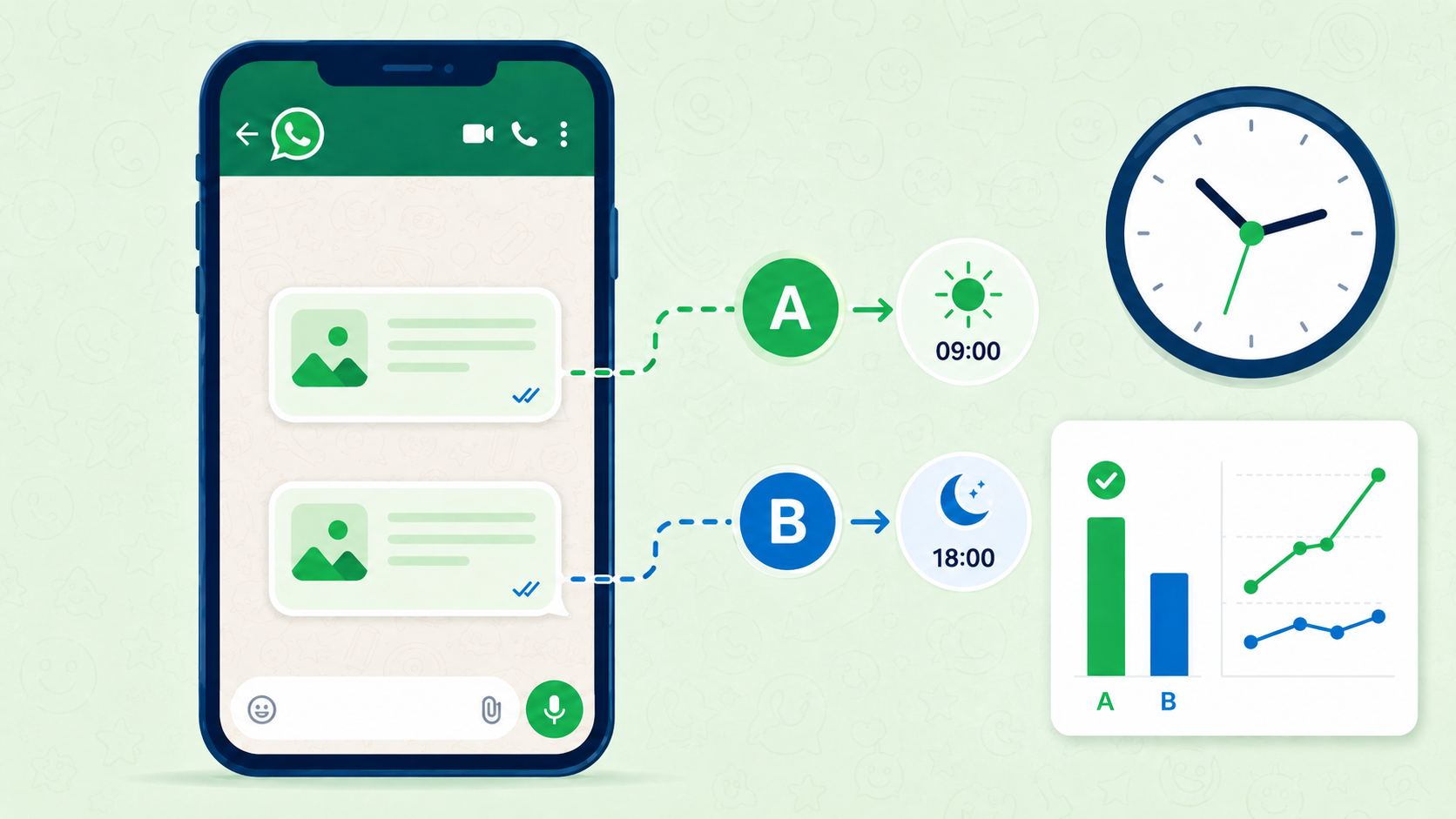 Qual é o melhor horário para enviar mensagens no WhatsApp? Descubra com testes A/B